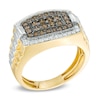 Thumbnail Image 2 of Men's 1 CT. T.W. Champagne and White Diamond Tonneau-Shaped Ring in 10K Gold