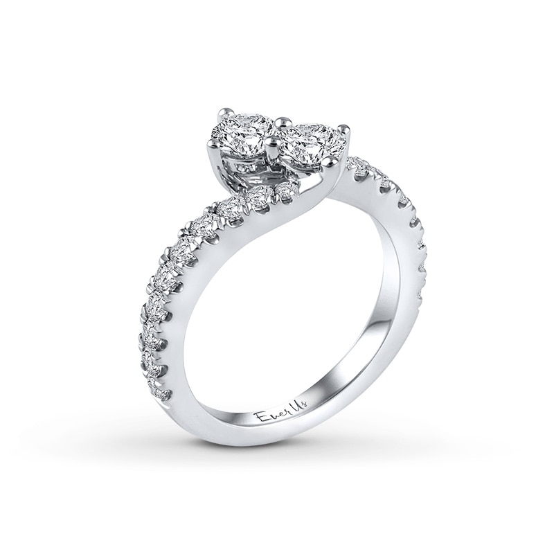 Ever Us® 2 CT. T. W. Two-Stone Diamond Bypass Ring in 14K White Gold