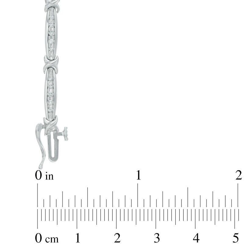 Main Image 2 of 1/2 CT. T.W. Diamond "X" Bracelet in 10K White Gold