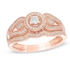 Thumbnail Image 0 of 1/4 CT. T.W. Diamond Frame Vintage-Style Split Shank Bridal Set in 10K Rose Gold