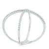 Thumbnail Image 2 of 1/8 CT. T.W. Diamond Criss-Cross Orbit Ring in Sterling Silver