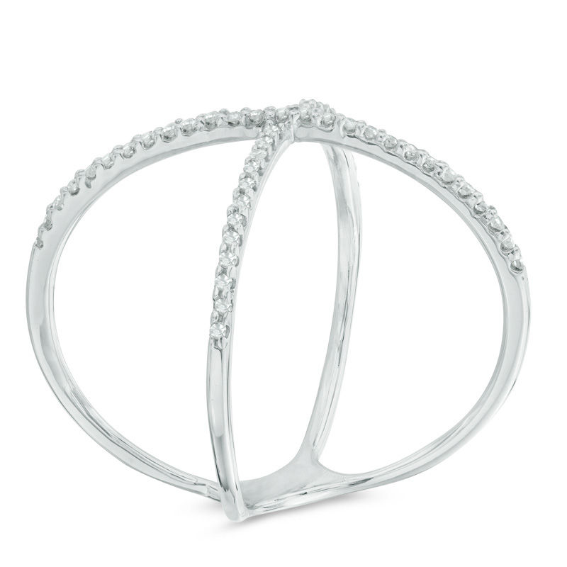 1 8 CT. T.W. Diamond Criss Cross Orbit Ring in Sterling Silver Zales Outlet