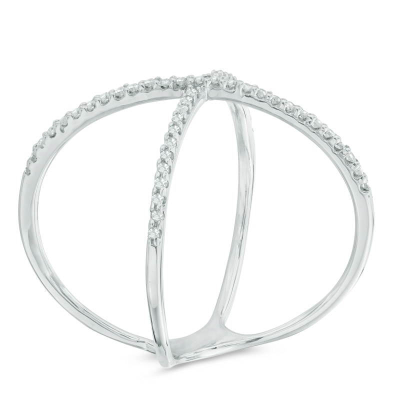 Main Image 2 of 1/8 CT. T.W. Diamond Criss-Cross Orbit Ring in Sterling Silver