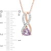 Thumbnail Image 1 of Trillion-Cut Rose de France Amethyst and Lab-Created White Sapphire Pendant in Sterling Silver and 14K Rose Gold Plate