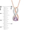 Thumbnail Image 1 of Trillion-Cut Rose de France Amethyst and Lab-Created White Sapphire Pendant in Sterling Silver and 14K Rose Gold Plate