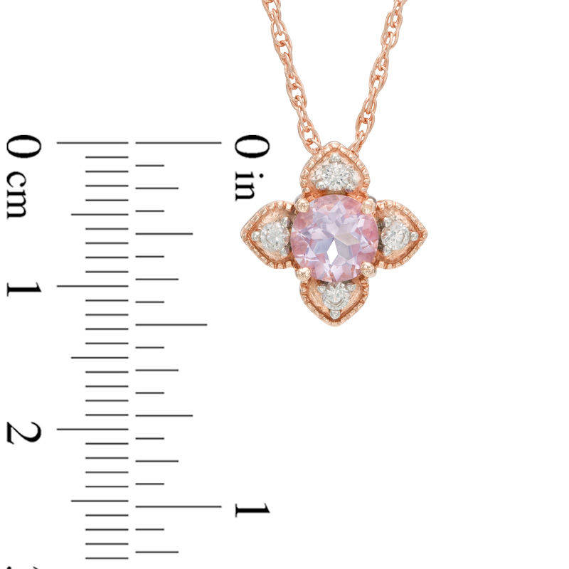 Main Image 2 of Amethyst and Lab-Created White Sapphire Pendant and Earrings Set in Sterling Silver with 14K Rose Gold Plate