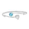 Thumbnail Image 0 of Blue Topaz with Lab-Created Opal and White Sapphire Frame Bangle in Sterling Silver