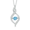 Thumbnail Image 1 of 5.0mm Swiss Blue Topaz and Lab-Created White Sapphire Infinity Pendant in Sterling Silver