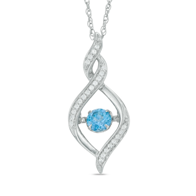 Main Image 1 of 5.0mm Swiss Blue Topaz and Lab-Created White Sapphire Infinity Pendant in Sterling Silver
