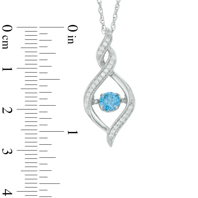 5.0mm Swiss Blue Topaz and Lab-Created White Sapphire Infinity Pendant in Sterling Silver