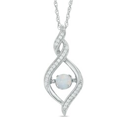 Unstoppable Love™ 5.0mm Lab-Created Opal and White Sapphire Cascading Infinity Pendant in Sterling Silver