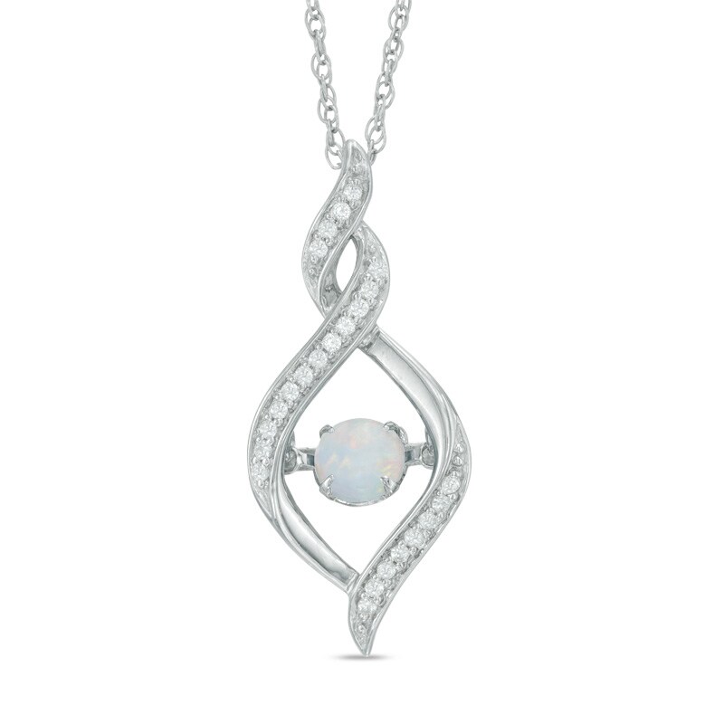 5.0mm Lab-Created Opal and White Sapphire Cascading Infinity Pendant in Sterling Silver