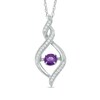 Thumbnail Image 1 of 5.0mm Amethyst and Lab-Created White Sapphire Cascading Infinity Pendant in Sterling Silver