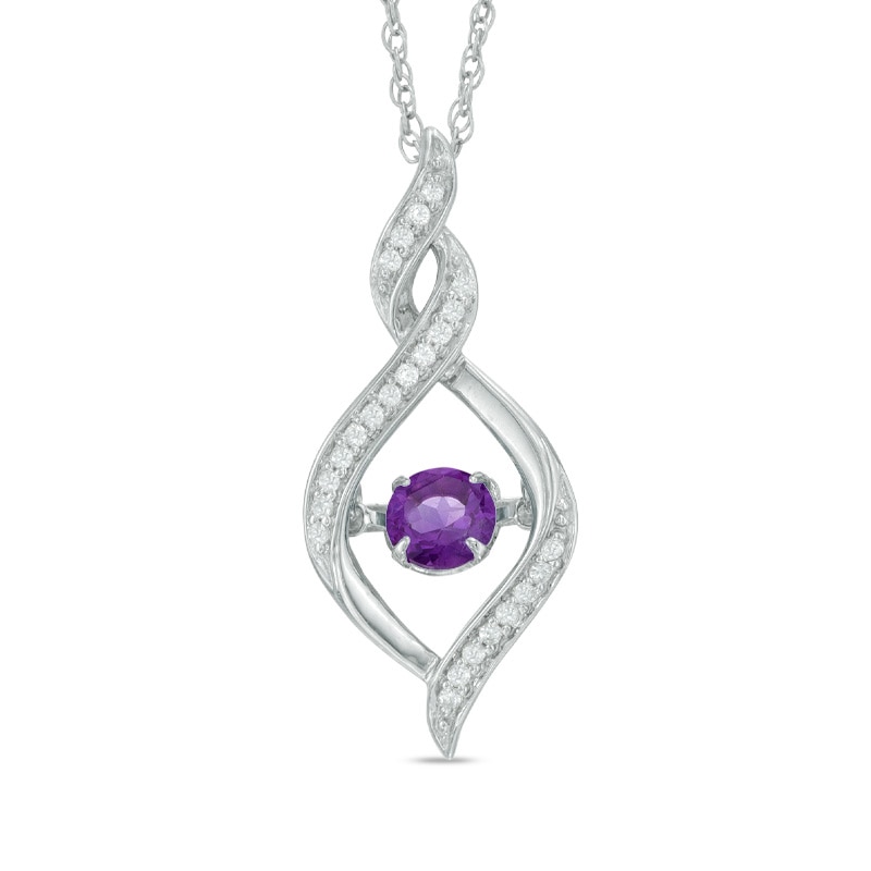 5.0mm Amethyst and Lab-Created White Sapphire Cascading Infinity Pendant in Sterling Silver