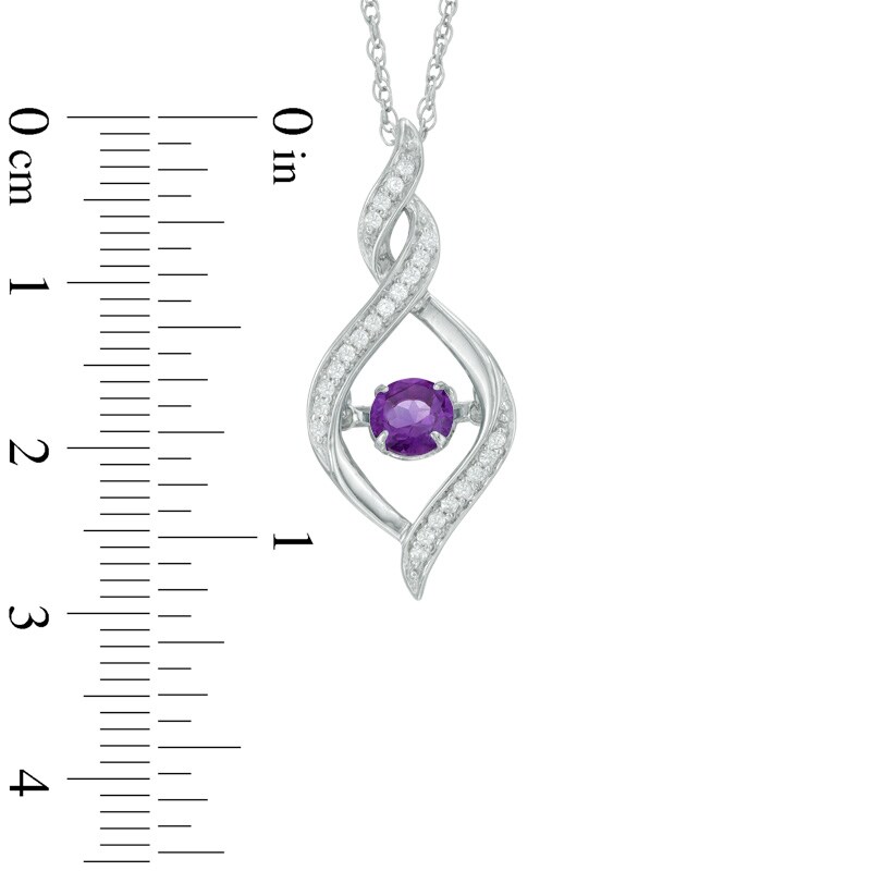Main Image 2 of 5.0mm Amethyst and Lab-Created White Sapphire Cascading Infinity Pendant in Sterling Silver