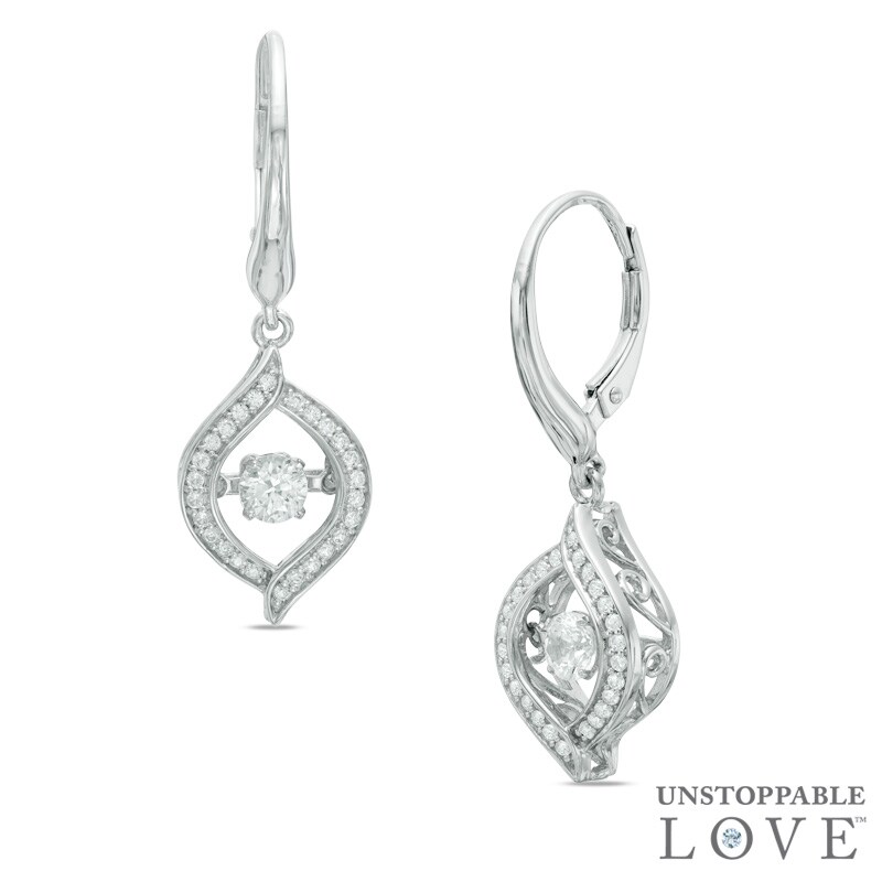 Unstoppable Love™ 4.0mm Lab-Created White Sapphire Drop Earrings in Sterling Silver