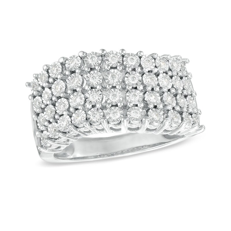 Main Image 1 of 1/3 CT. T.W. Diamond Multi-Row Band in 10K White Gold