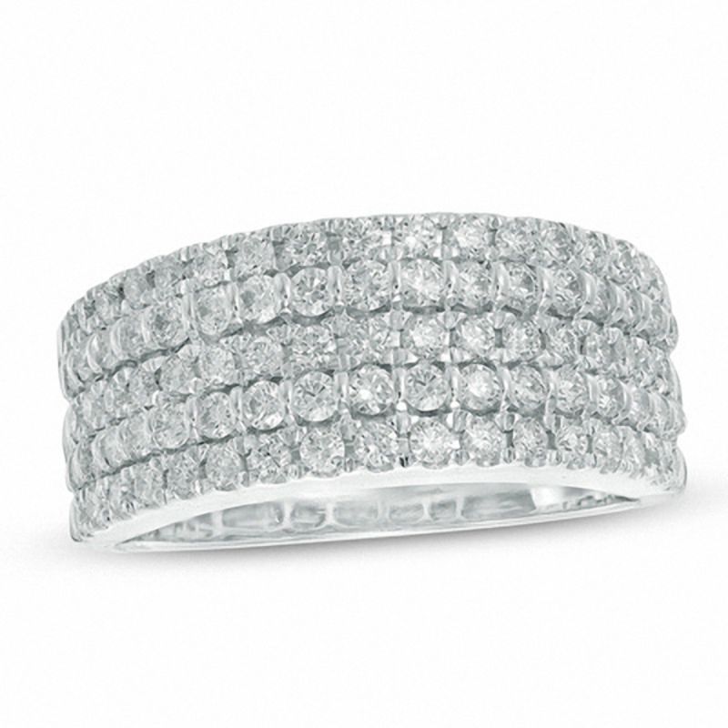 Main Image 1 of 1 CT. T.W. Certified Diamond Five Row Band in 14K White Gold (I/SI2)