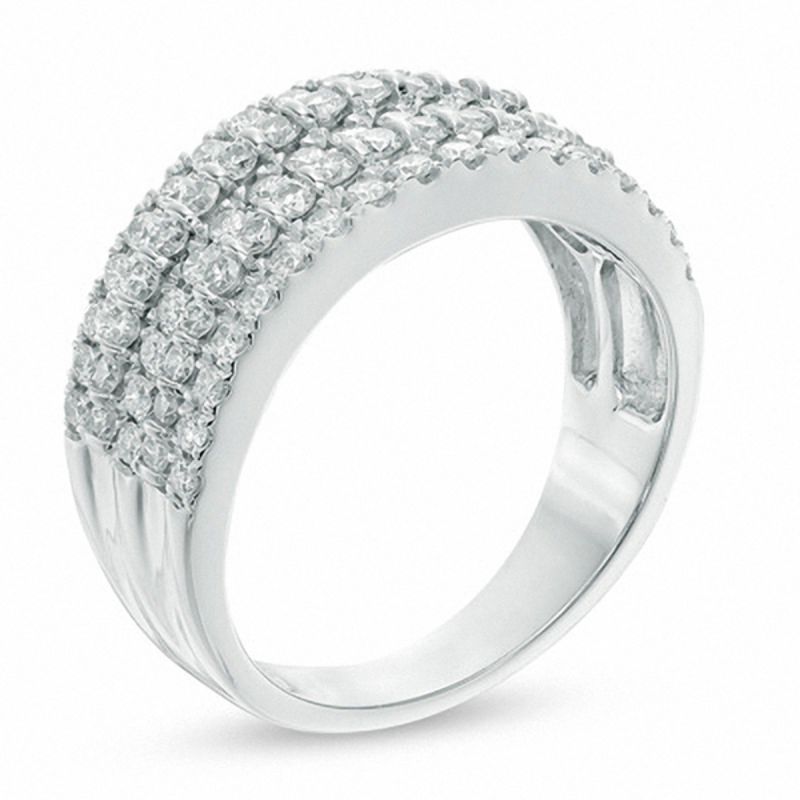 Main Image 2 of 1 CT. T.W. Certified Diamond Five Row Band in 14K White Gold (I/SI2)