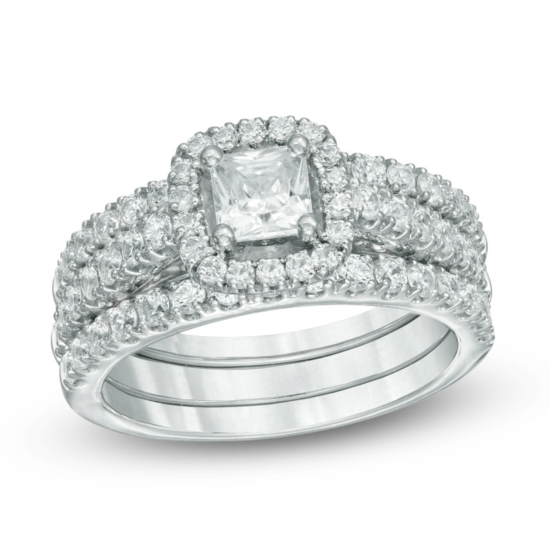 1-3/4 CT. T.W. Princess-Cut Diamond Frame Bridal Set in 14K White Gold