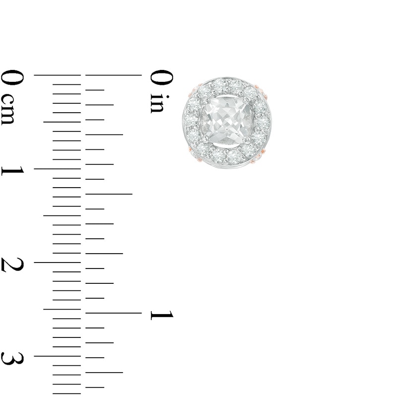 Main Image 2 of 5.0mm Lab-Created White Sapphire Frame Stud Earrings in Sterling Silver with 18K Rose Gold Plate