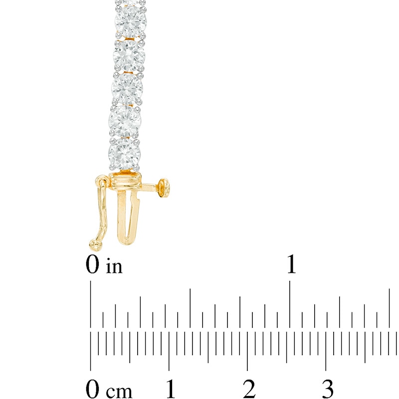 Main Image 2 of Baguette-Cut Lab-Created Emerald and White Sapphire Bracelet in Sterling Silver with 14K Gold Plate - 7.25"