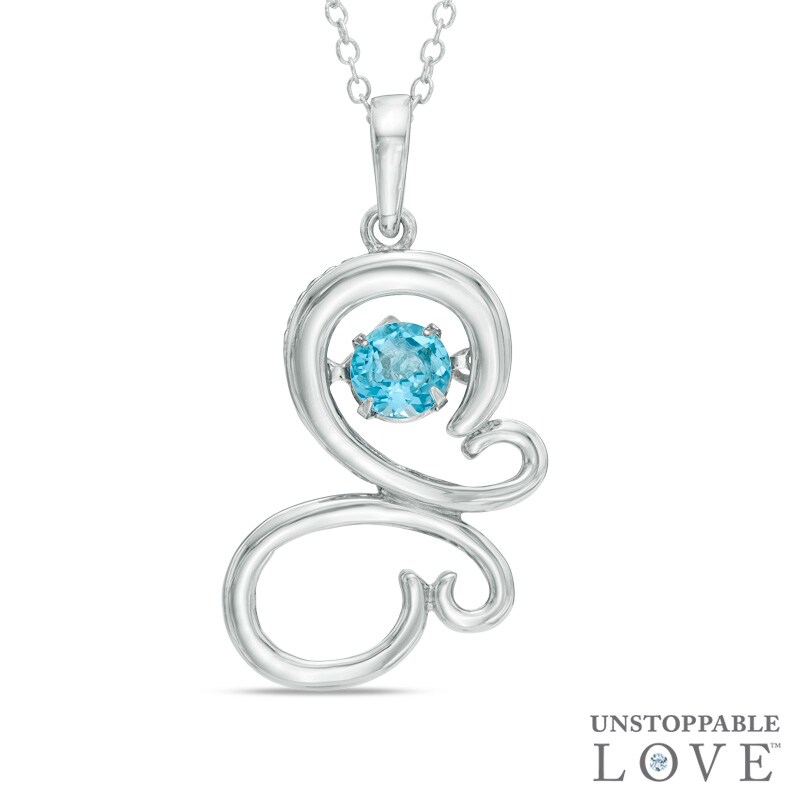 Main Image 1 of 5.0mm Swiss Blue Topaz Butterfly Pendant in Sterling Silver