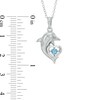 Thumbnail Image 1 of Swiss Blue Topaz and Lab-Created White Sapphire Dolphin Pendant in Sterling Silver