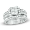 Thumbnail Image 0 of 1-1/2 CT. T.W. Quad Princess-Cut Diamond Frame Bridal Set in 14K White Gold