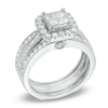 Thumbnail Image 1 of 1-1/2 CT. T.W. Quad Princess-Cut Diamond Frame Bridal Set in 14K White Gold