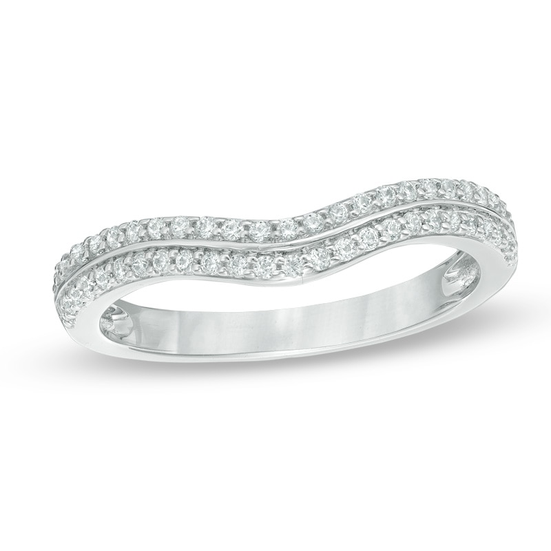 1/4 CT. T.W. Diamond Double Row Contour Anniversary Band in 14K White Gold