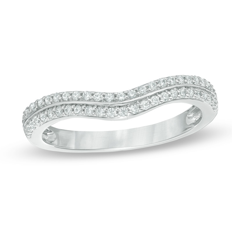 Main Image 1 of 1/4 CT. T.W. Diamond Double Row Contour Anniversary Band in 14K White Gold