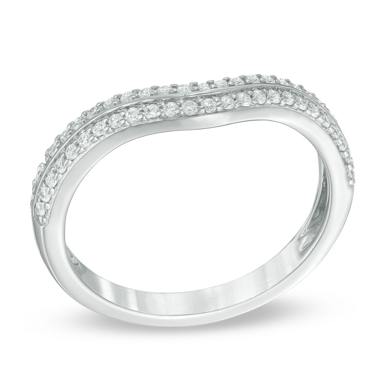 Main Image 2 of 1/4 CT. T.W. Diamond Double Row Contour Anniversary Band in 14K White Gold