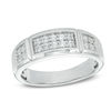 Thumbnail Image 0 of Men's 1/2 CT. T.W. Diamond Double Row Band in 10K White Gold