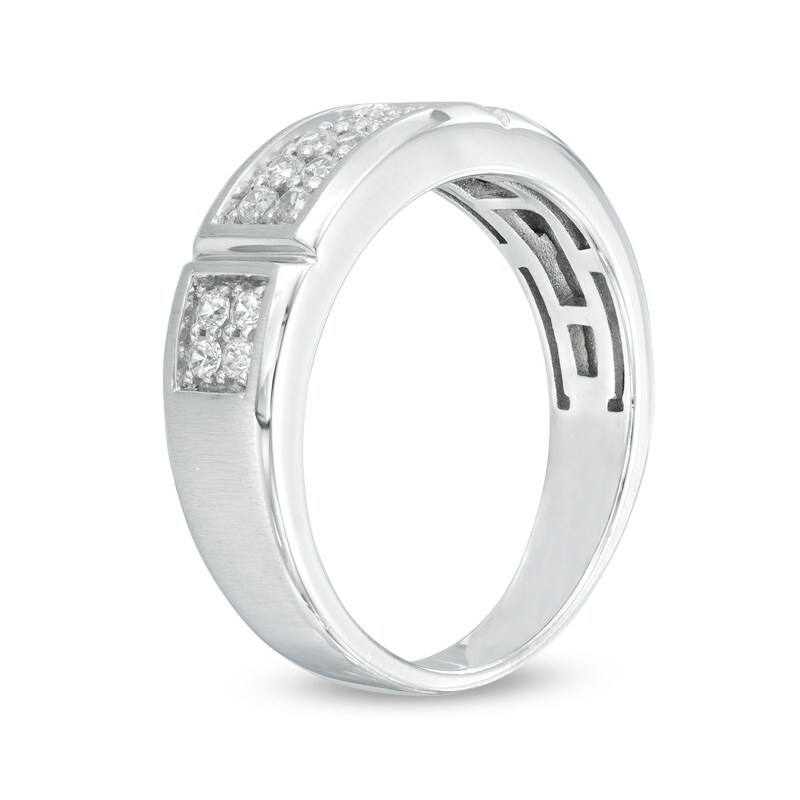 Men's 1/2 CT. T.W. Diamond Double Row Band in 10K White Gold