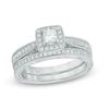 Thumbnail Image 0 of 1/2 CT. T.W. Certified Canadian Diamond Frame Vintage-Style Bridal Set in 14K White Gold (I/I2)