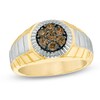 Thumbnail Image 1 of Men's 1/2 CT. T.W. Champagne Diamond Cluster Ring in 10K Gold