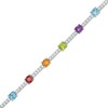 Thumbnail Image 1 of Multi Semi-Precious Gemstone Line Bracelet in Sterling Silver - 7.25"