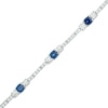 Thumbnail Image 1 of Lab-Created Blue and White Sapphire Line Bracelet in Sterling Silver - 7.25"