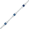 Thumbnail Image 0 of Lab-Created Blue and White Sapphire Line Bracelet in Sterling Silver - 7.25"