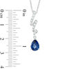Thumbnail Image 3 of Pear-Shaped Lab-Created Blue and White Sapphire Ribbon Pendant and Earrings Set in Sterling Silver