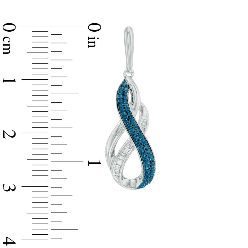 1/6 CT. T.W. Enhanced Blue and White Diamond Double Infinity Drop Earrings in Sterling Silver