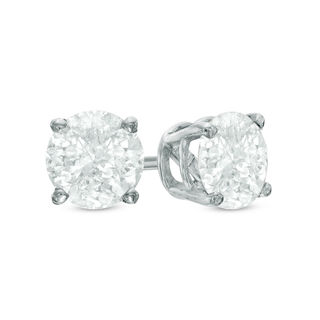 1 2 Ct T W Diamond Solitaire Stud Earrings In 10k White Gold