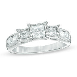 1 CT. T.W. Princess-Cut Diamond Past Present Future® Miracle Engagement Ring in 10K White Gold