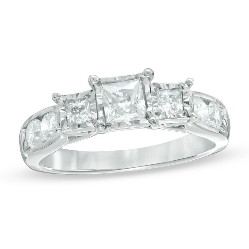 Main Image 1 of 1 CT. T.W. Princess-Cut Diamond Past Present Future® Miracle Engagement Ring in 10K White Gold