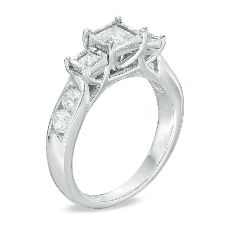 Main Image 2 of 1 CT. T.W. Princess-Cut Diamond Past Present Future® Miracle Engagement Ring in 10K White Gold