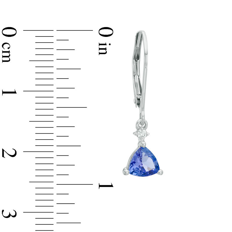 5.0mm Trillion-Cut Tanzanite and Diamond Accent Drop Earrings in 14K White Gold