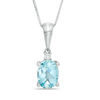 Thumbnail Image 1 of Oval Aquamarine and Diamond Accent Pendant in 10K White Gold