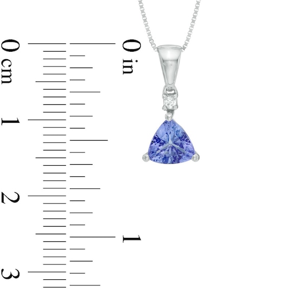 6.0mm Trillion-Cut Tanzanite and Diamond Accent Pendant in 14K White Gold 6.0mm Trillion-Cut Tanzanite and Diamond Accent Pendant in 14K White Gold