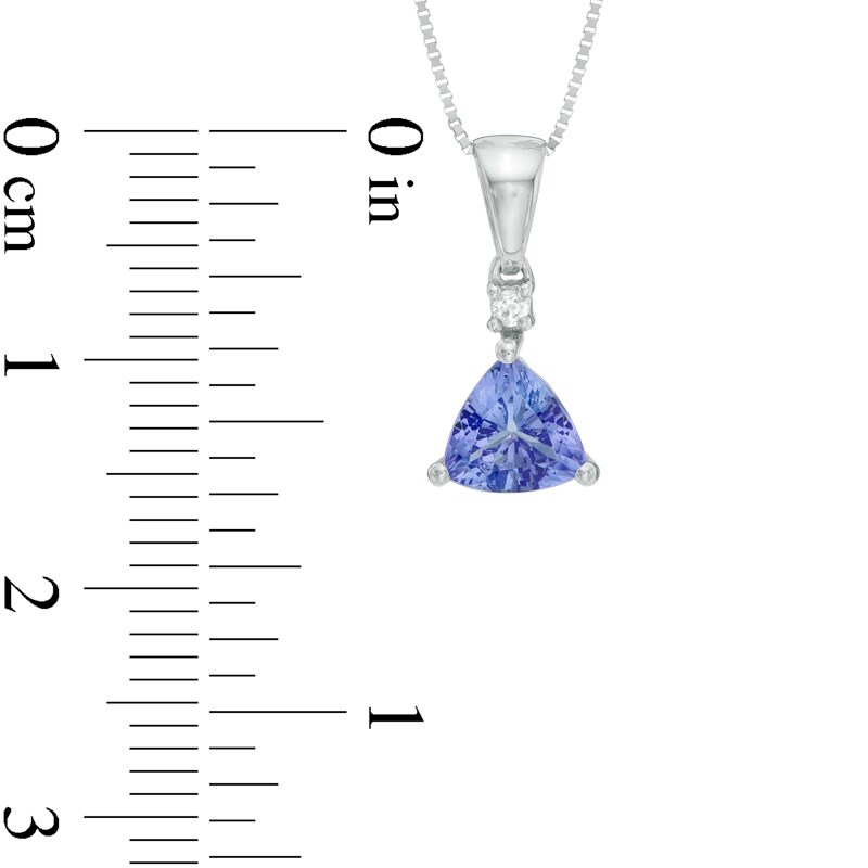 Main Image 2 of 6.0mm Trillion-Cut Tanzanite and Diamond Accent Pendant in 14K White Gold